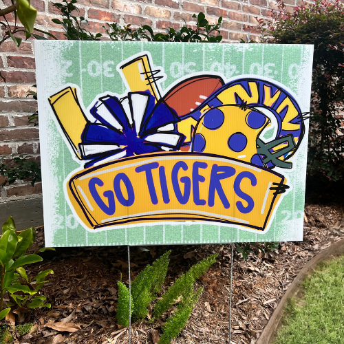 Go Tigers - Football Fan Yard Sign