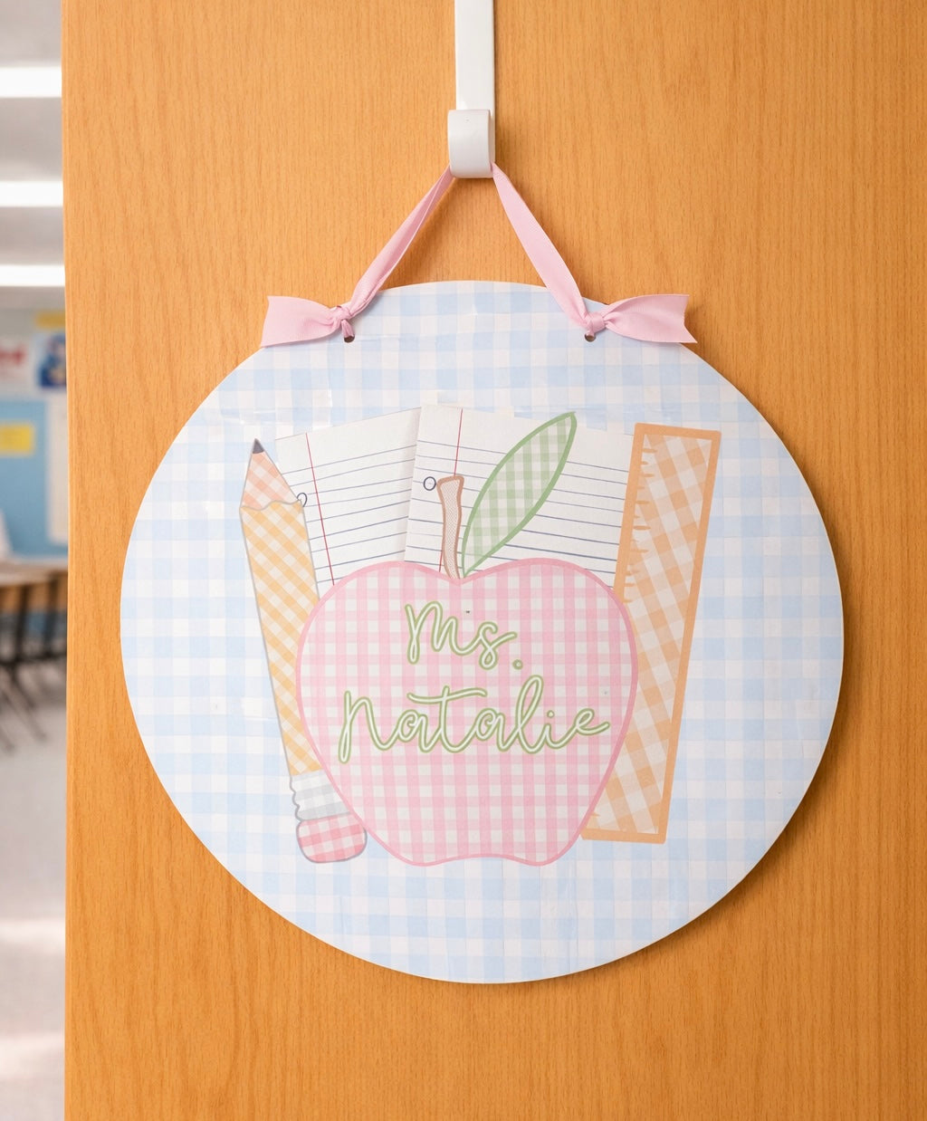 Pastel Apple Teacher Sign
