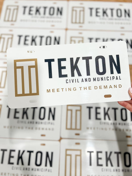 Custom White License Plate