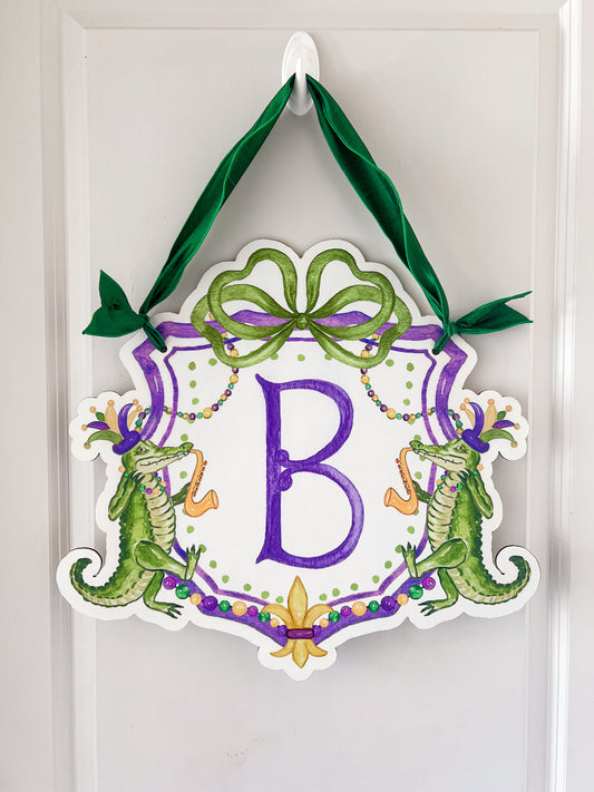 Mardi Gras Alligator Door Hanger