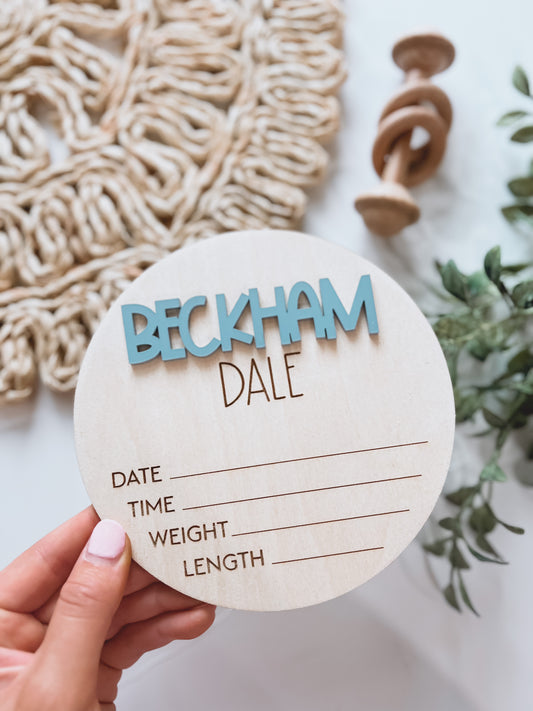 Name Announcement With Birth Stats