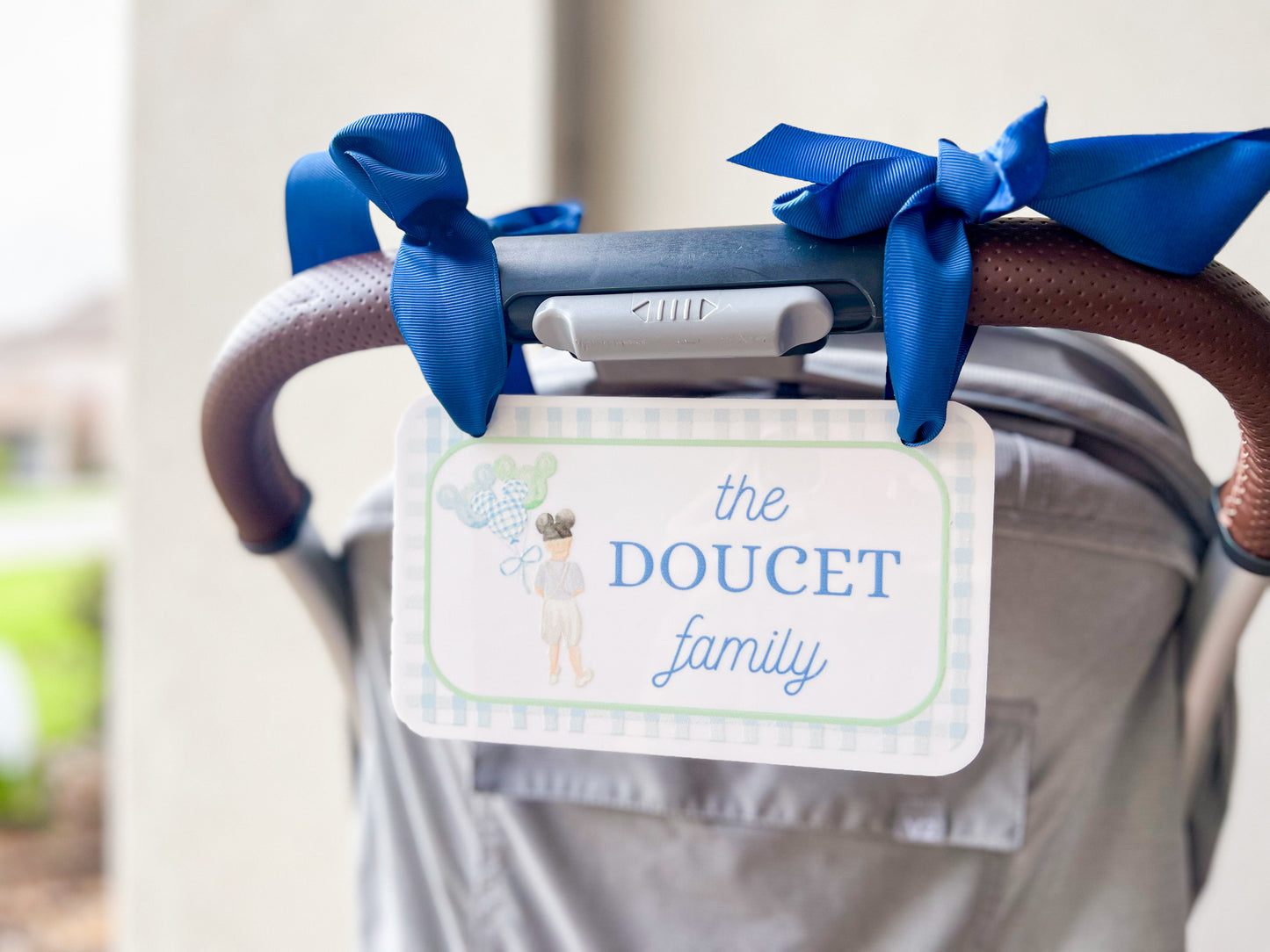 Classic Boy Gingham Stroller Tag