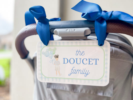 Classic Boy Gingham Stroller Tag