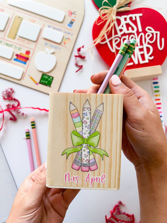 Floral Pencil Trio Holder