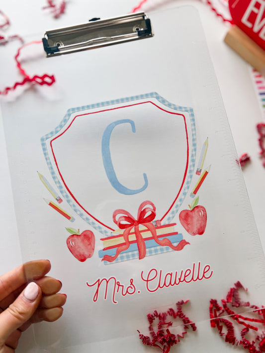 Apple & Gingham Teacher Clipboard