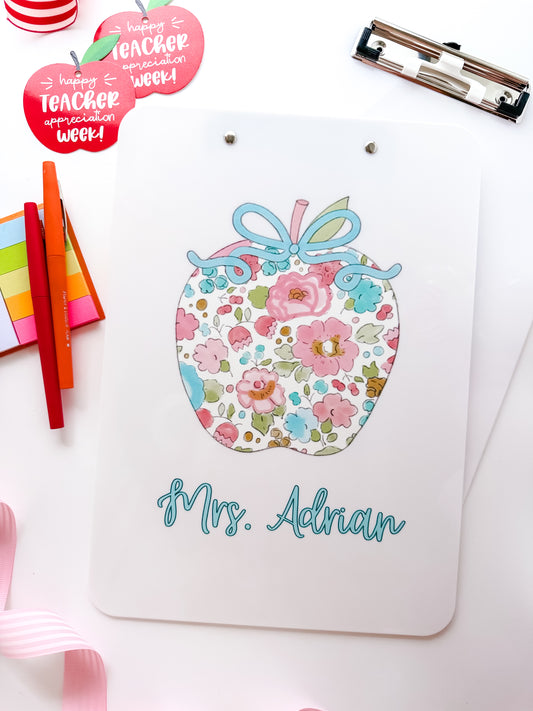 Floral Apple Teacher Clipboard
