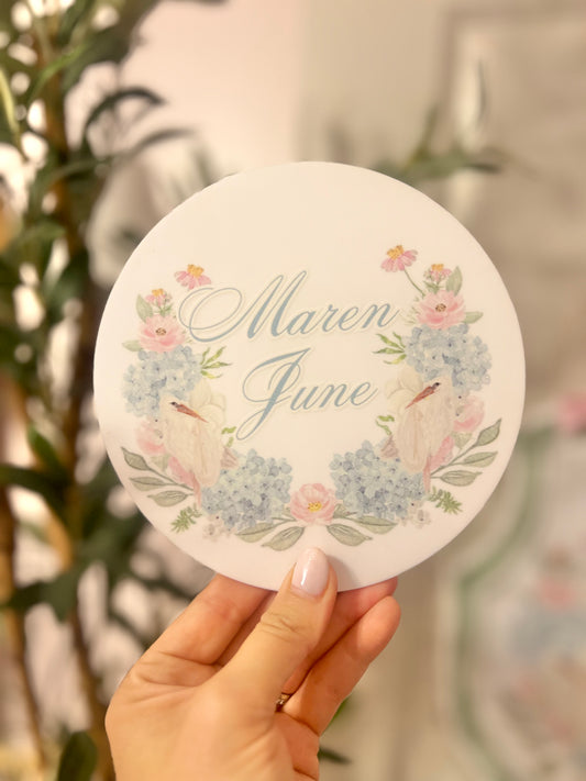 Watercolor Girl Name Round