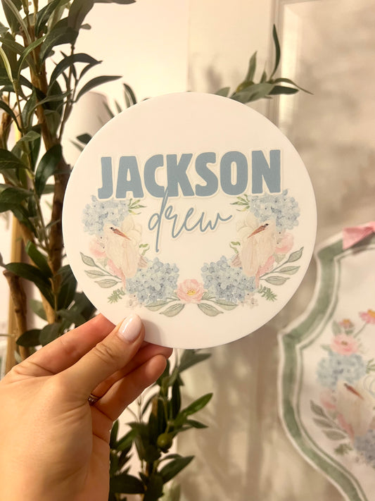 Watercolor Boy Name Round