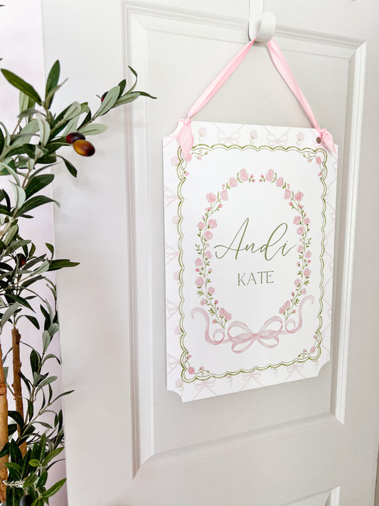 Vintage Rose & Bow Door Hanger