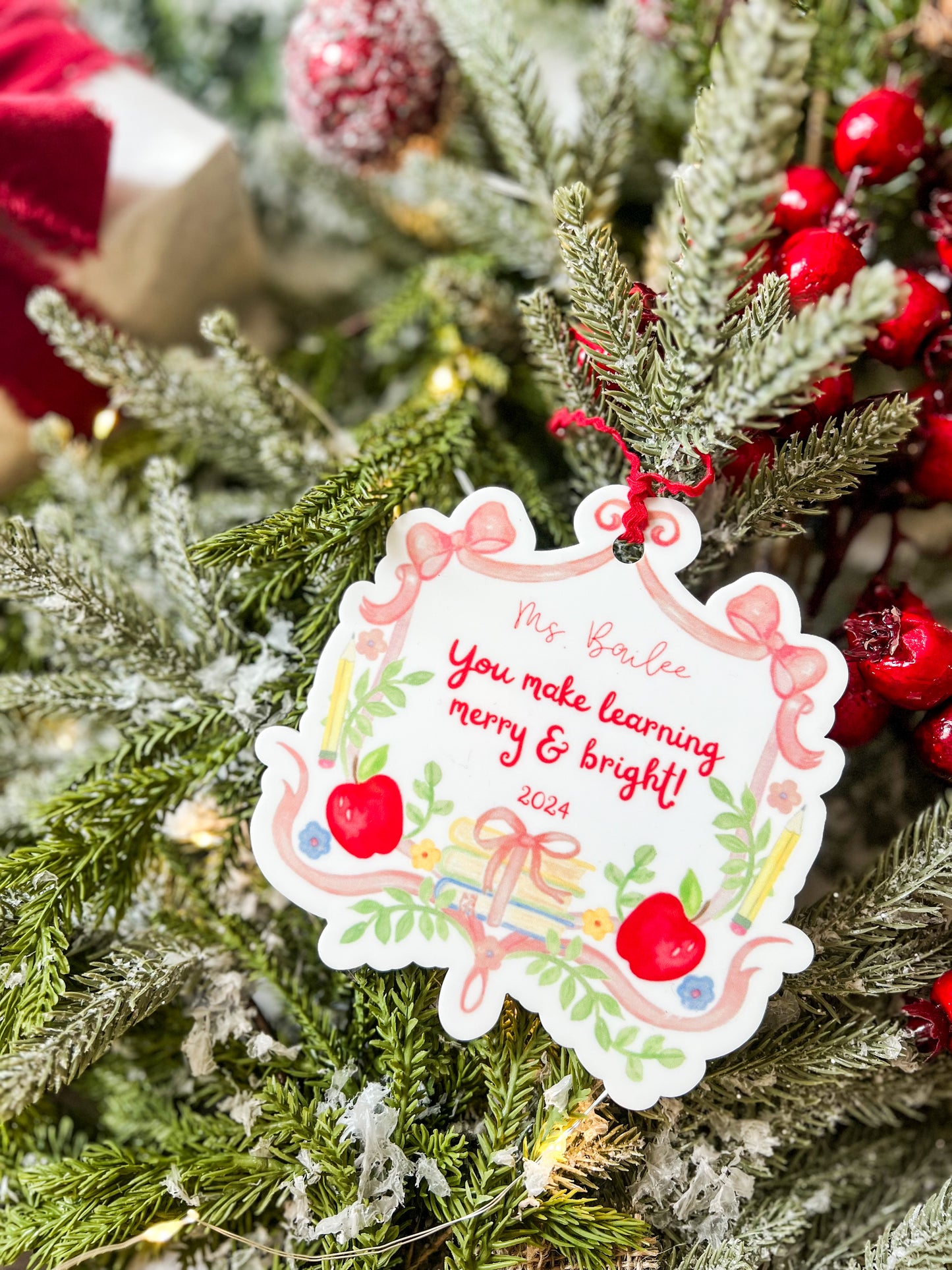 Watercolor Teacher Ornament