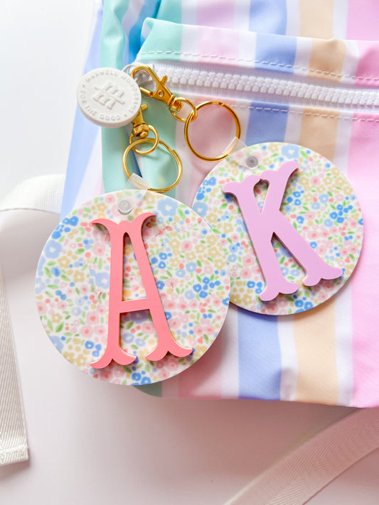 Floral Initial Bag Tag