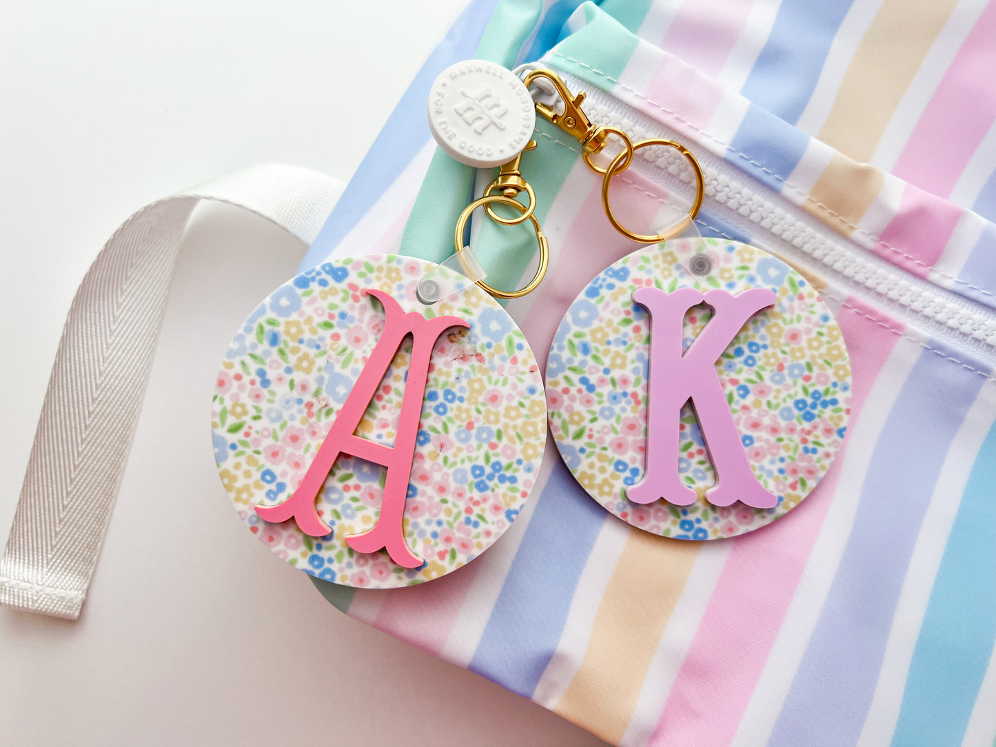 Floral Initial Bag Tag