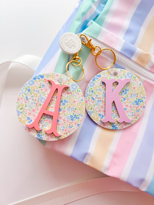 Floral Initial Bag Tag