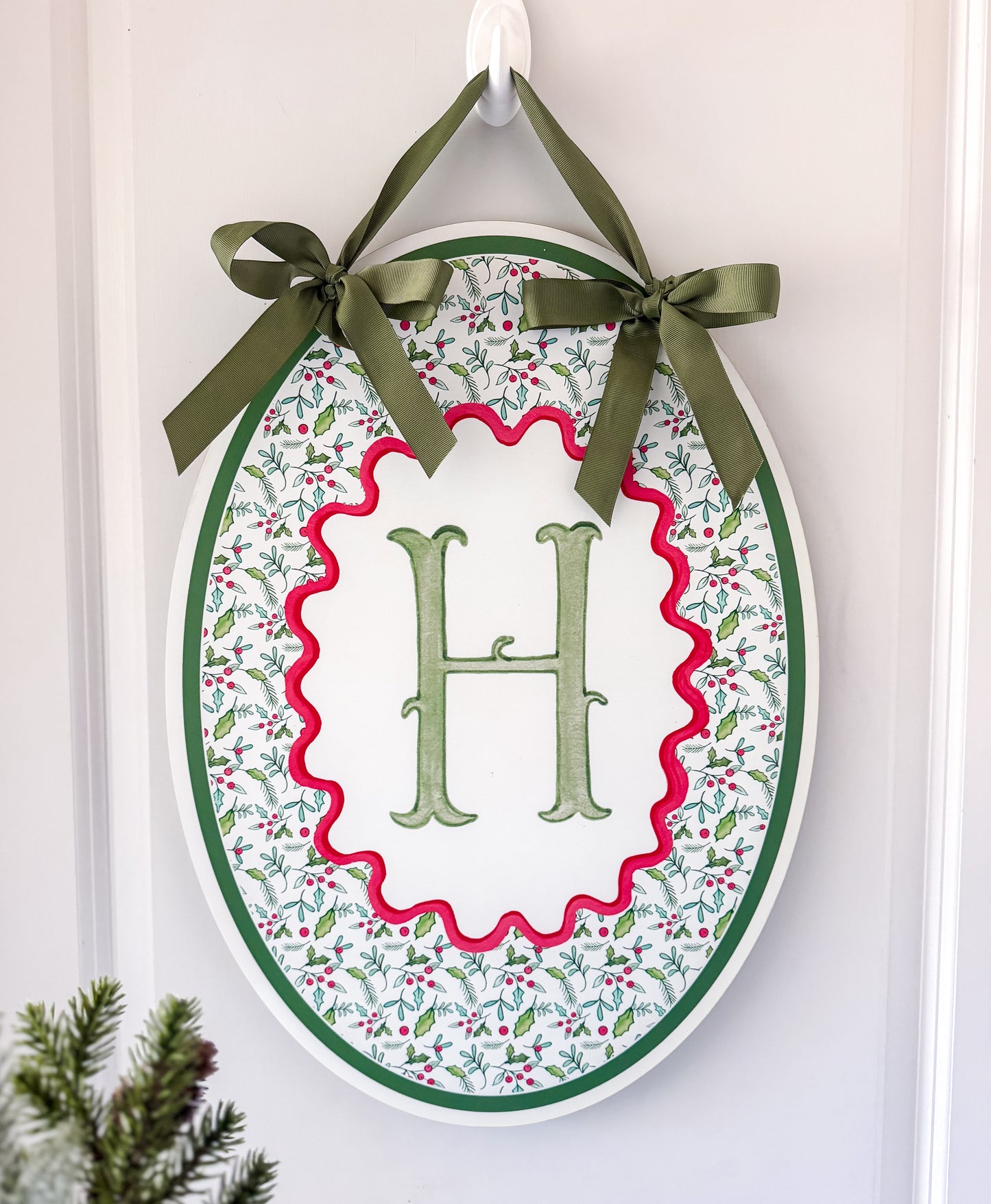 Holly Berry Monogram Sign