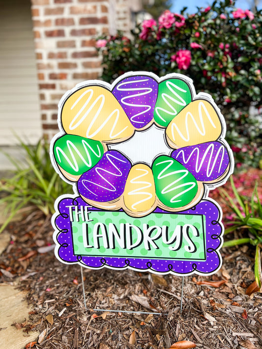 Mardi Gras King Cake Yard Sign