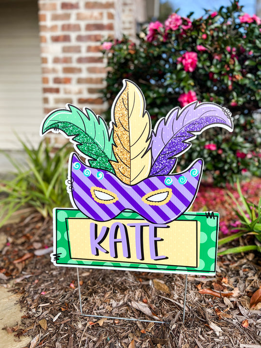 Mardi Gras Mask Yard Sign