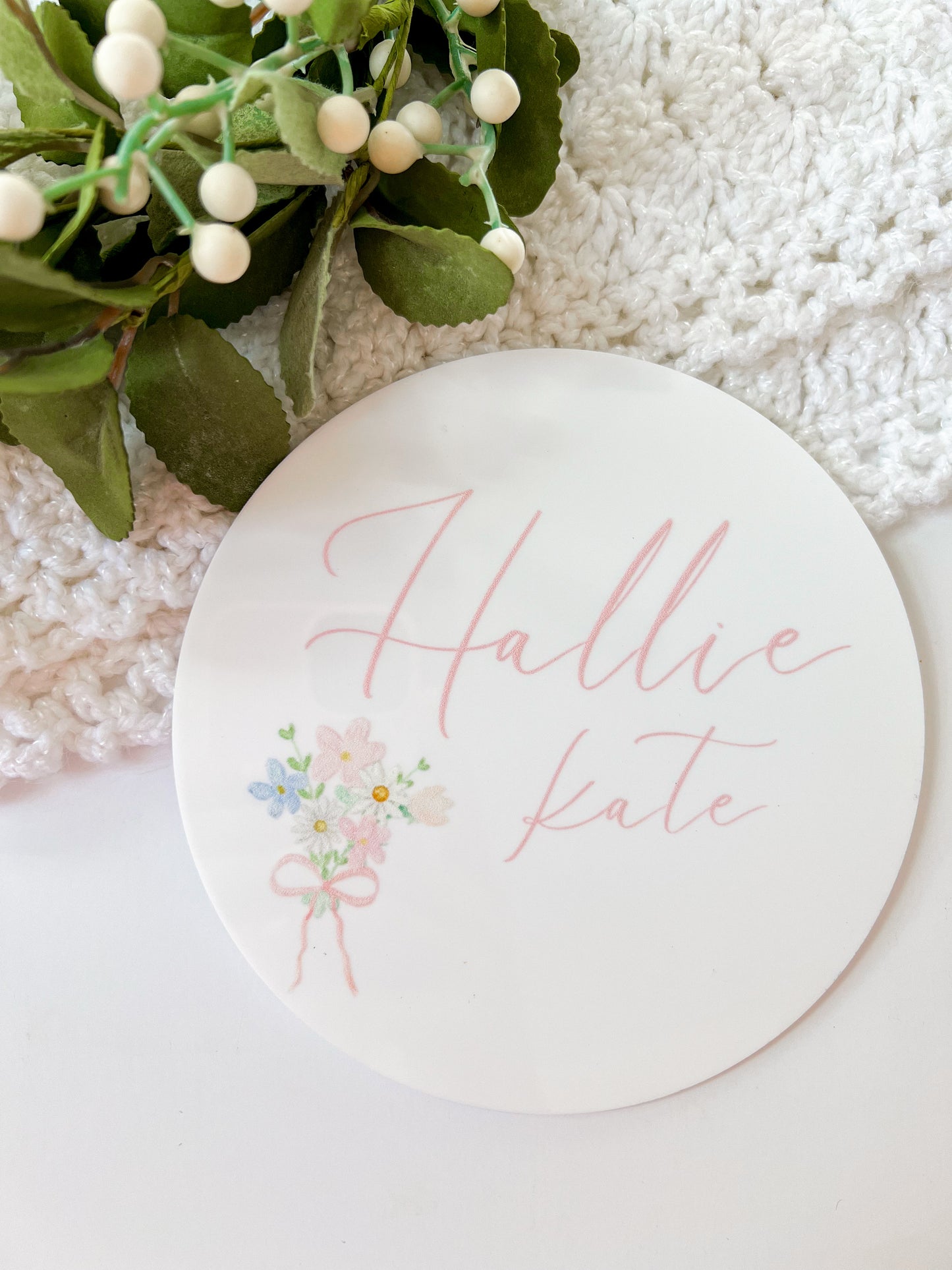 Floral Acrylic Name Sign