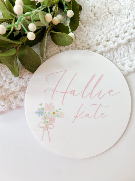 Floral Acrylic Name Sign