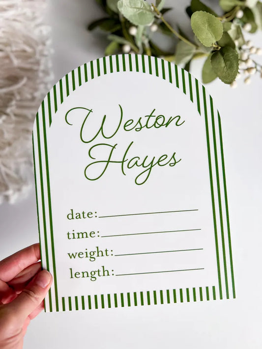 Green Pinstripe Stat Sign