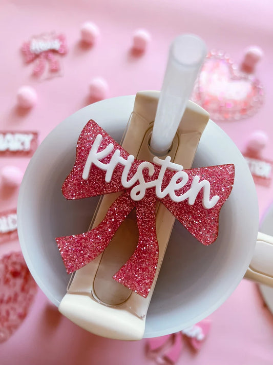 Glitter Bow Stanley Personalized Name Tag