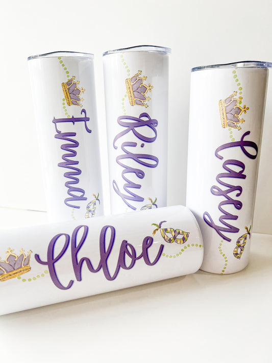 Mardi Gras Crown Skinny Tumbler