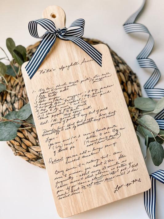 Handwritten Recipe Cutting Board