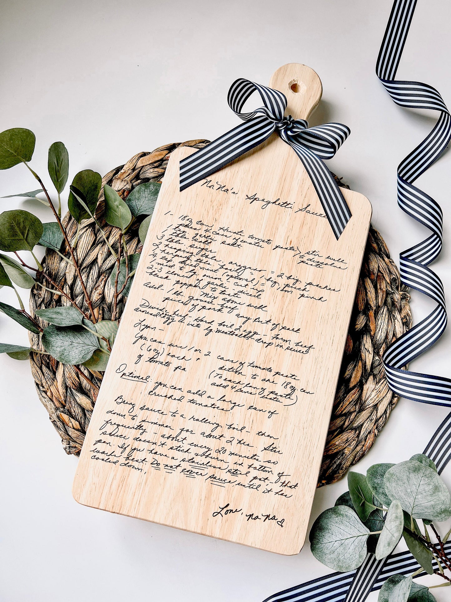 Handwritten Recipe Cutting Board