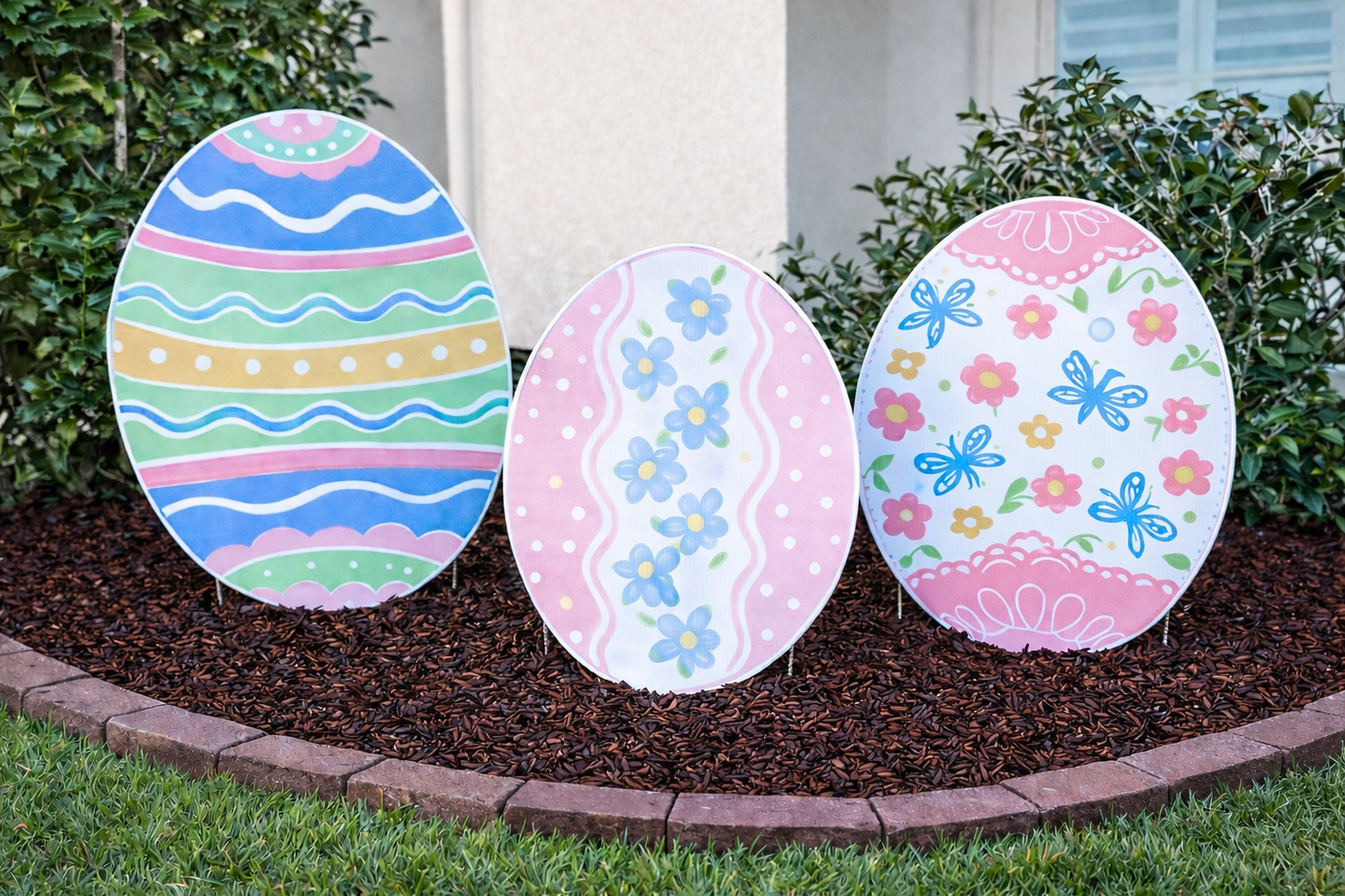 Whimsical Pastel Egg Trio