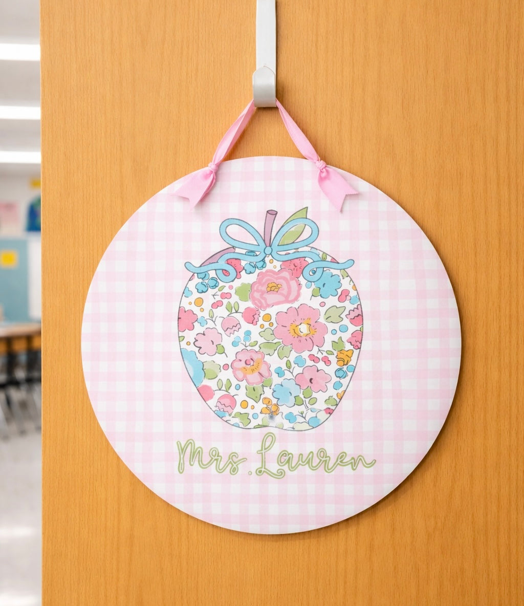 Floral Apple Teacher Door Hanger