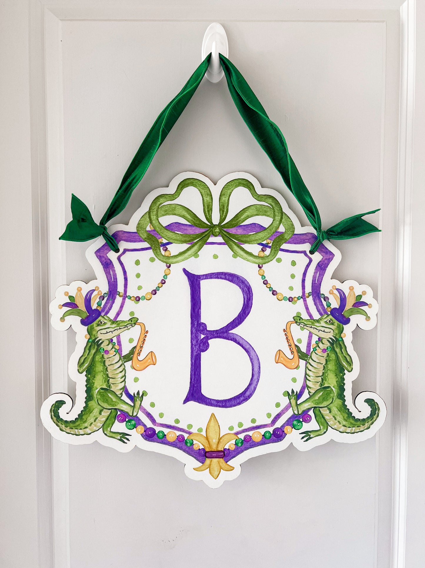 Mardi Gras Alligator Door Hanger