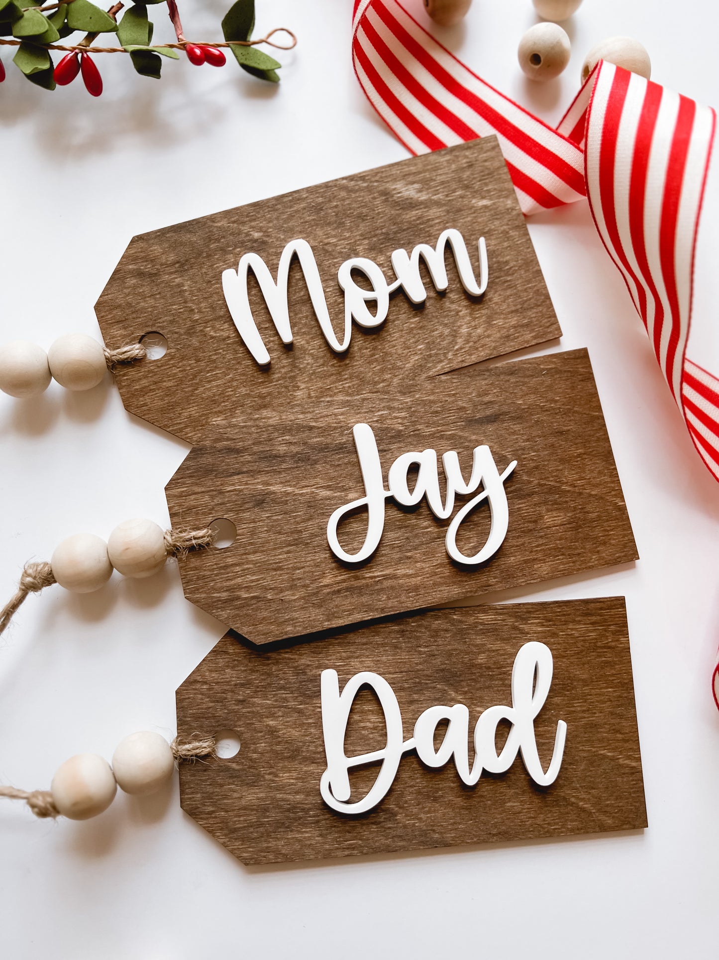 Wooden Christmas Stocking Tags