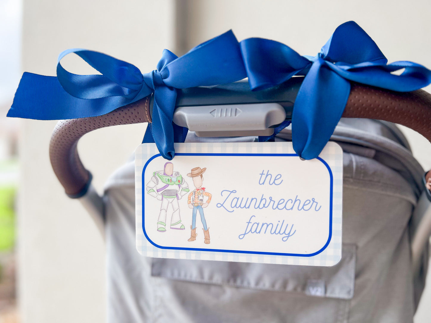 Woody & Buzz Gingham Stroller Sign