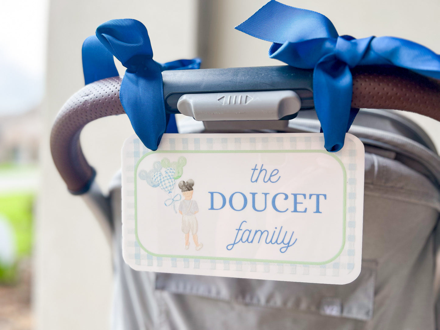 Classic Boy Gingham Stroller Tag