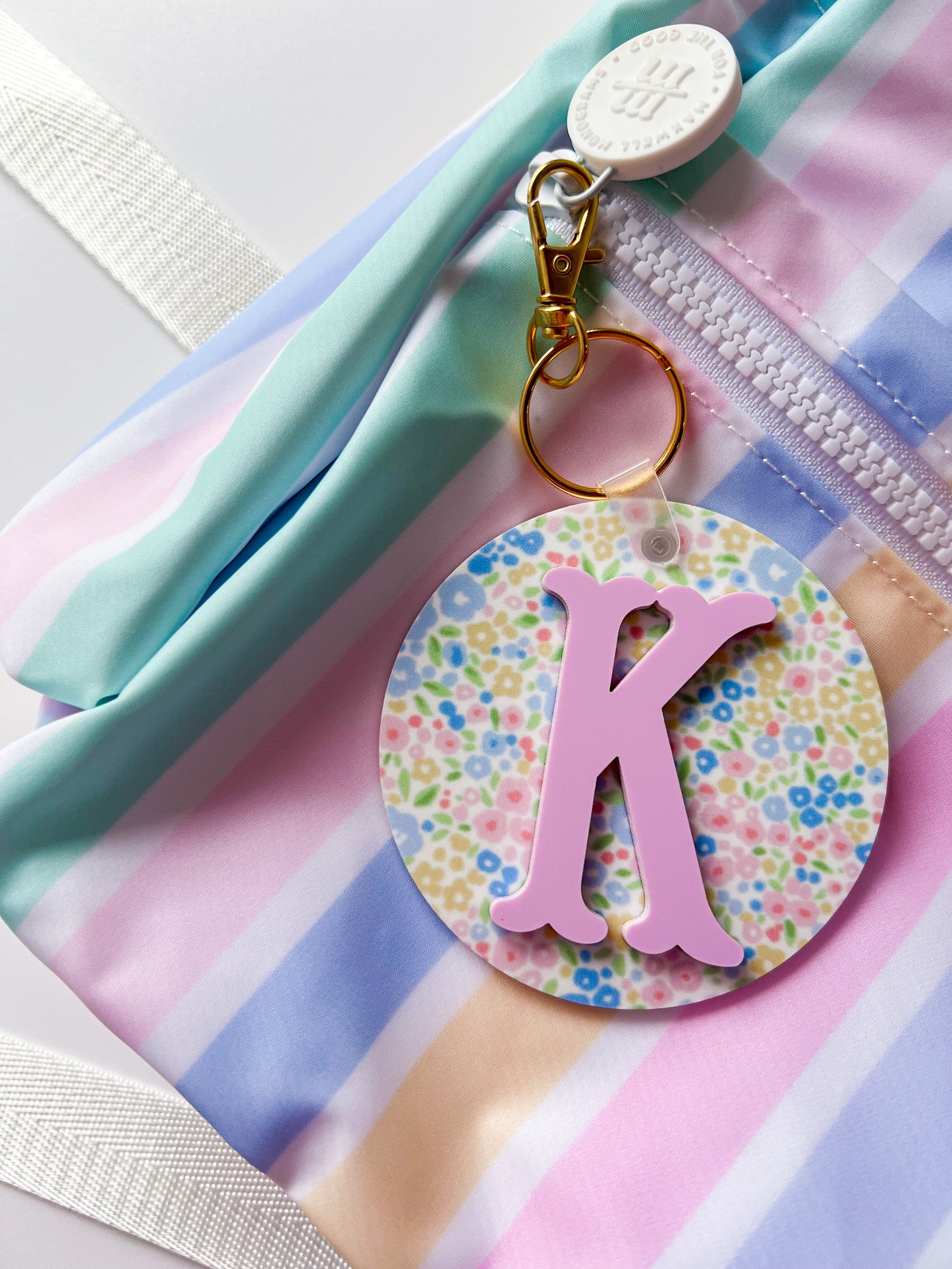 Floral Initial Bag Tag
