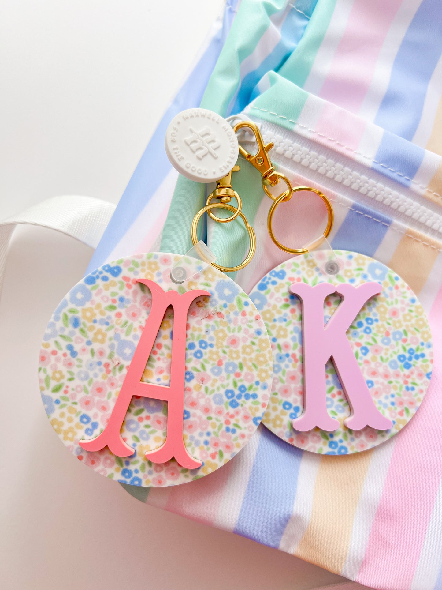 Floral Initial Bag Tag