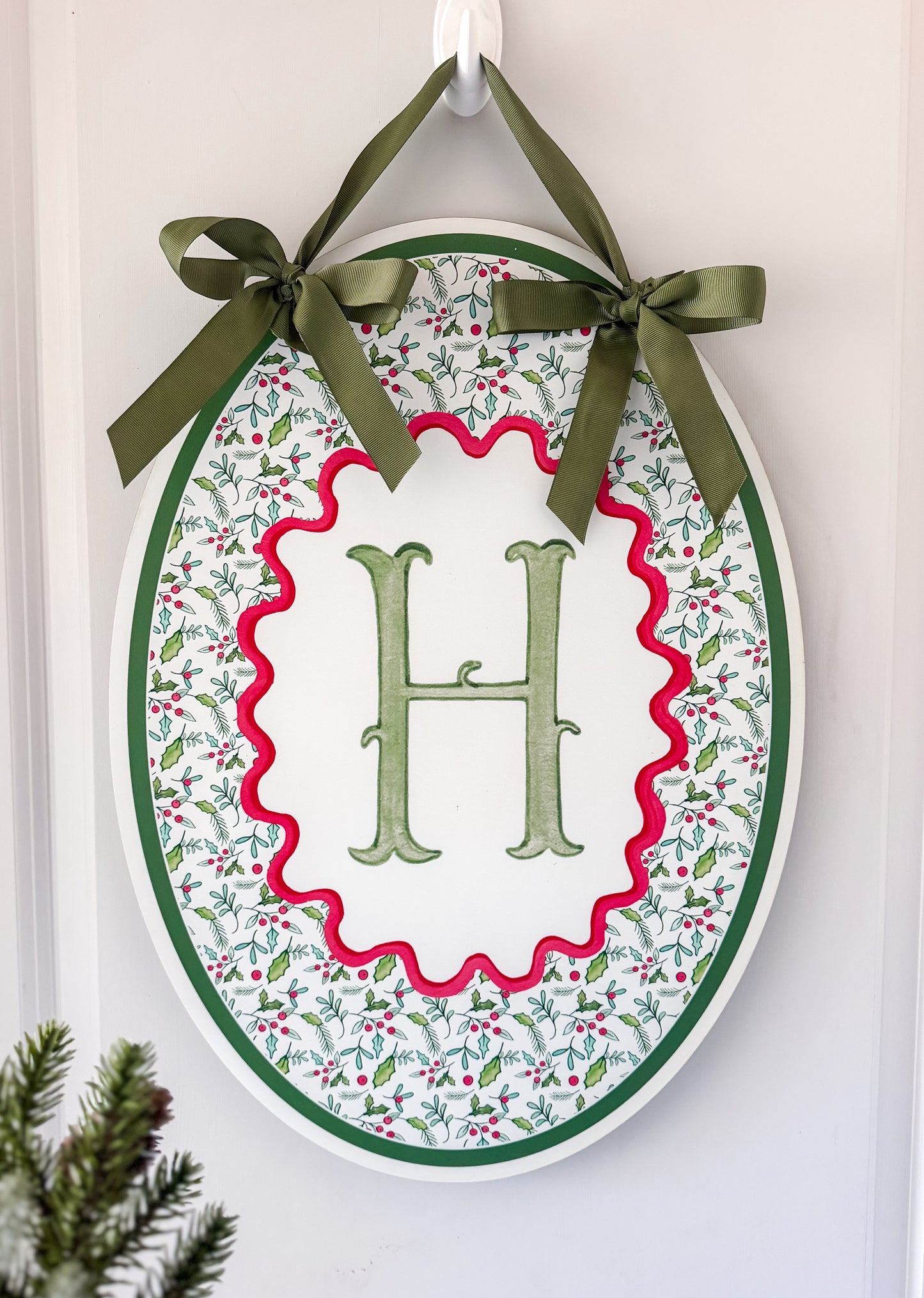 Holly Berry Monogram Sign
