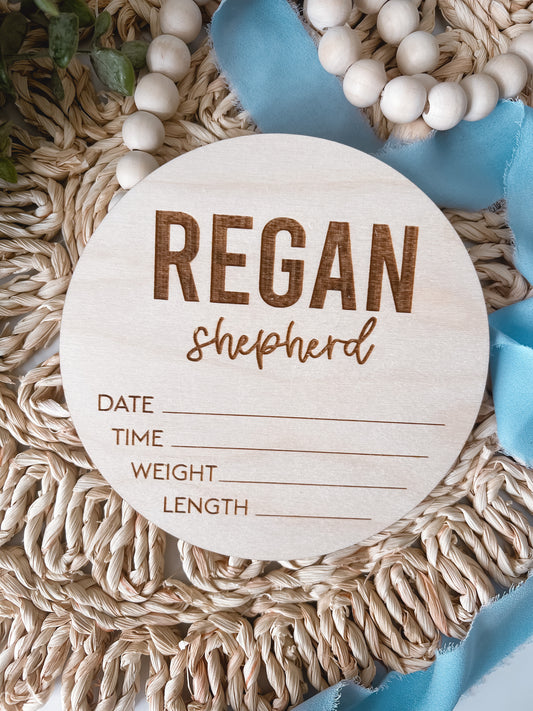 Baby Announcement Sign With Birth Stats