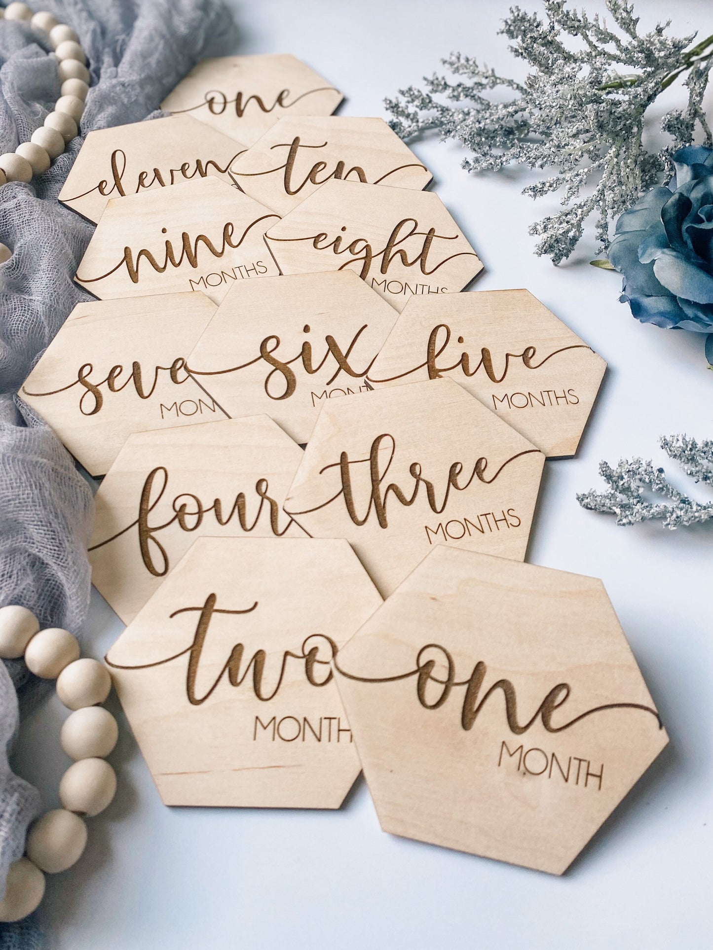 Wooden Hexagon Milestone Cards