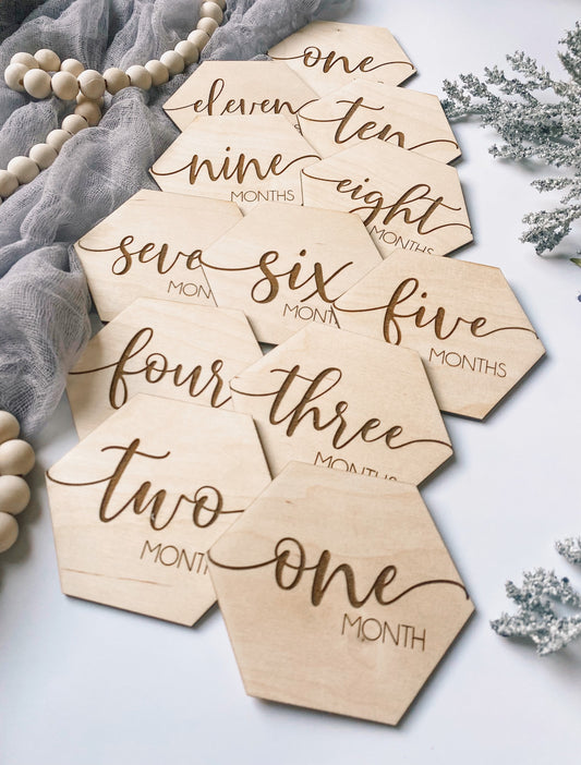 Wooden Hexagon Milestone Cards